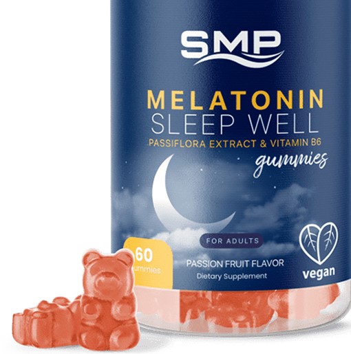 Adult Melatonin Gummies with Passiflora Extract & Vitamin B6, Passion Fruit Flavor