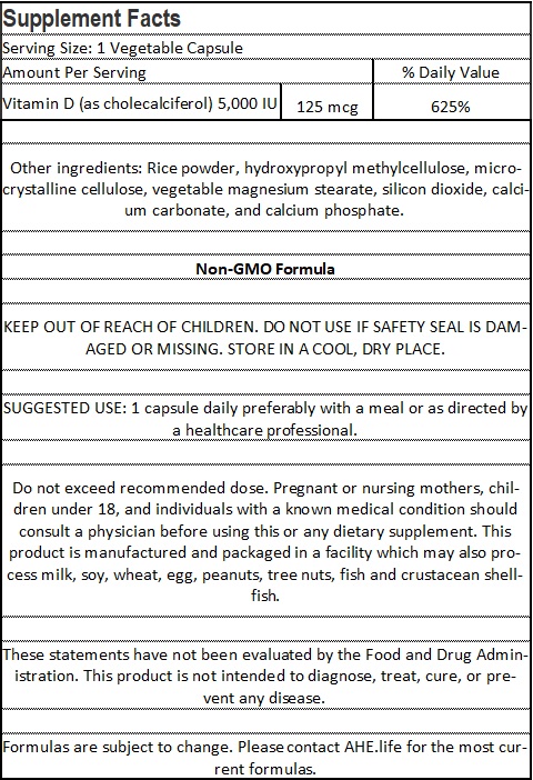 Vitamin D-3 5,000 IU Cholecalciferol