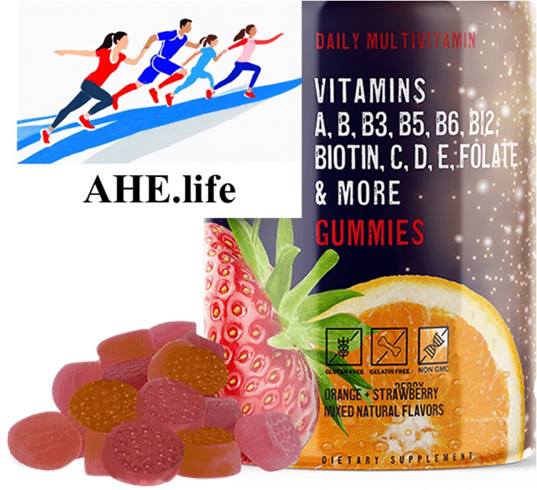 Daily Multivitamin A, B, B3, B5, B6, B12, Biotin, C, D, E, Folate, & More, Men and Women Adults, Mixed Natural Flavors & Colors Orange & Strawberry