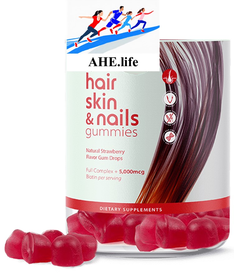 Hair, Skin, and Nails Gummies, Full Complex with 5,000mcg Biotin per serving, Natural Strawberry Flavor Gum Drops