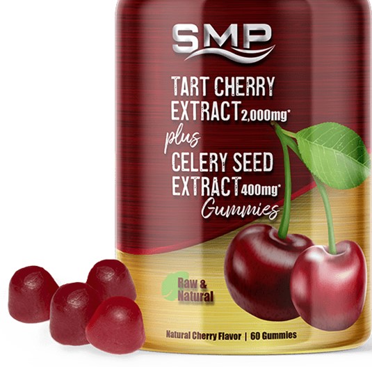 Tart Cherry Extract 2,000mg* Gummies Plus Celery Seed Extract 400mg*, Raw & Natural, Natural Cherry Flavor and Natural Colors