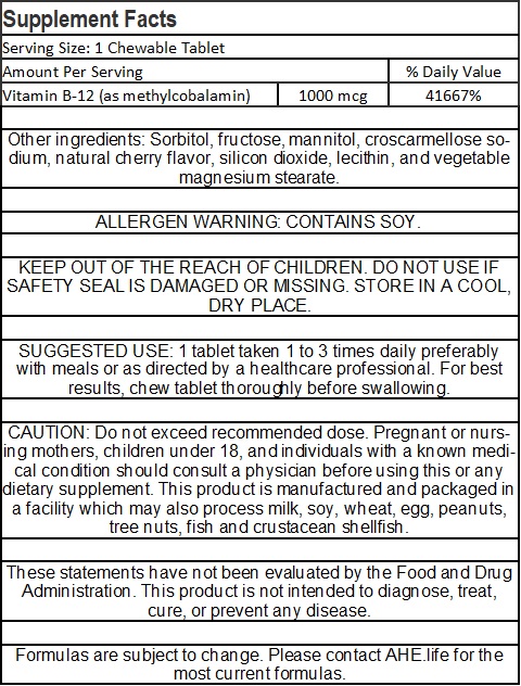 Vitamin B-12 Chewable Tablet 1,000mcg