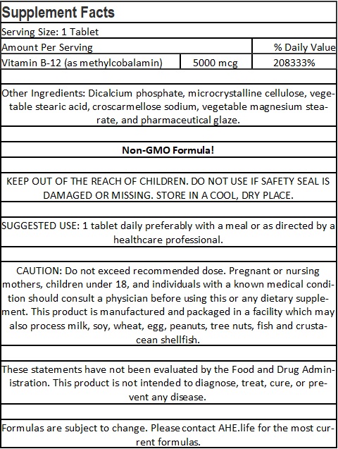 Vitamin B-12 5,000mcg Methylcobalamin