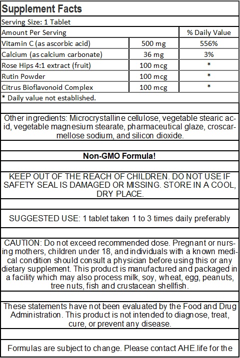 Vitamin C 500mg Complex with Rose Hips